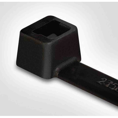 HellermannTyton Cable Tie, Inside Serrated, 190mm x 3.5 mm, Black Polyamide 6.6 (PA66), Pk-100