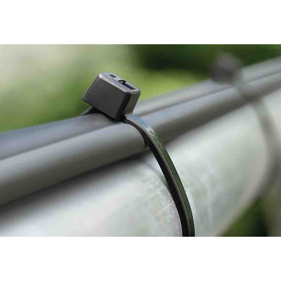 HellermannTyton Cable Tie, Inside Serrated, 190mm x 3.5 mm, Black Polyamide 6.6 (PA66), Pk-100