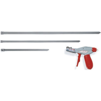 HellermannTyton Cable Tie, Roller Ball, 127mm x 4.6 mm, Metallic 316 Stainless Steel, Pk-100