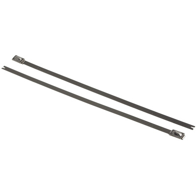 HellermannTyton Cable Tie, Roller Ball, 201mm x 4.6 mm, Metallic 316 Stainless Steel, Pk-100