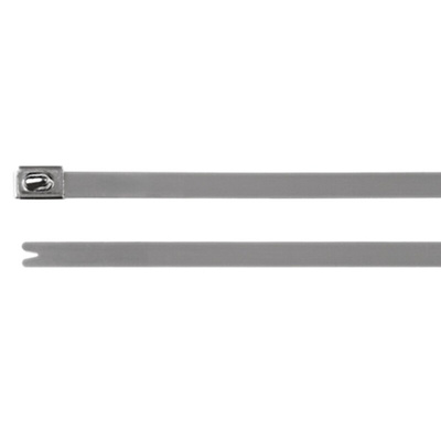 HellermannTyton Cable Tie, Roller Ball, 521mm x 7.9 mm, Metallic 316 Stainless Steel, Pk-50