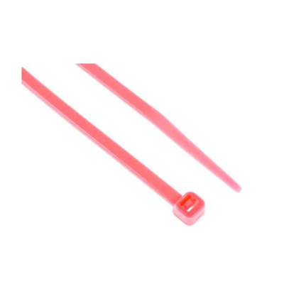 RS PRO Cable Tie, 203mm x 3.6 mm, Pink Nylon, Pk-250