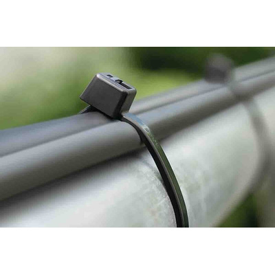 HellermannTyton Cable Tie, Inside Serrated, 290mm x 3.5 mm, Black Polyamide 6.6 (PA66), Pk-100