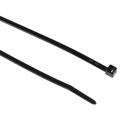 HellermannTyton Cable Tie, Inside Serrated, 290mm x 3.5 mm, Black Polyamide 6.6 (PA66), Pk-100