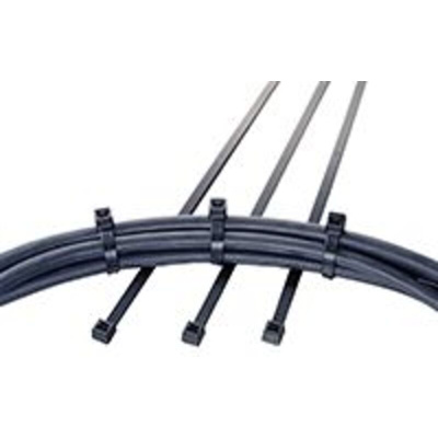 HellermannTyton Cable Tie, Inside Serrated, 365mm x 7.6 mm, Black Polyamide 6.6 (PA66), Pk-100