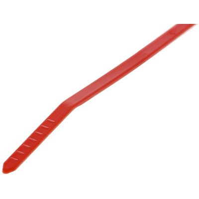 HellermannTyton Cable Tie, Inside Serrated, 100mm x 2.5 mm, Red Polyamide 6.6 (PA66), Pk-100