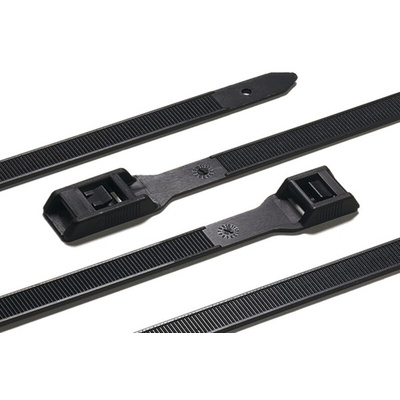 HellermannTyton Cable Tie, 535mm x 9 mm, Black Polyamide 6.6 (PA66), Pk-100