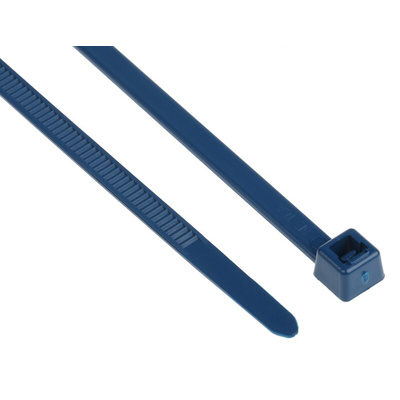 HellermannTyton Cable Tie, 390mm x 4.6 mm, Blue Polyamide 6.6 (PA66), Pk-100