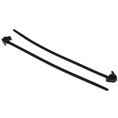 HellermannTyton Cable Tie, Releasable, 200mm x 4.7 mm, Black Polyamide 6.6 (PA66), Pk-100