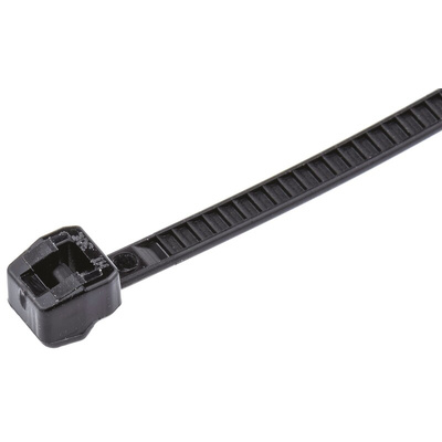 HellermannTyton Cable Tie, 100mm x 2.5 mm, Black Polyamide 6.6 (PA66), Pk-200