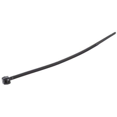 HellermannTyton Cable Tie, 100mm x 2.5 mm, Black Polyamide 6.6 (PA66), Pk-200