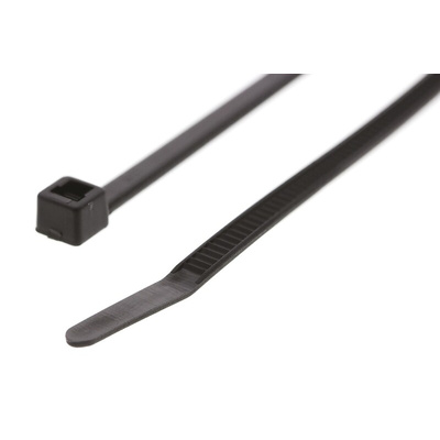 HellermannTyton Cable Tie, 198mm x 3.5 mm, Black Polyamide 6.6 (PA66), Pk-100