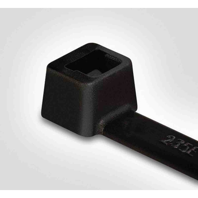 HellermannTyton Cable Tie, 100mm x 2.5 mm, Black Polyamide 6.6 (PA66), Pk-100