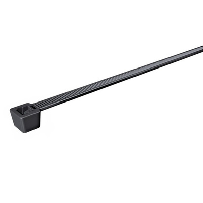 HellermannTyton Cable Tie, 100mm x 2.5 mm, Black Polyamide 6.6 (PA66), Pk-100