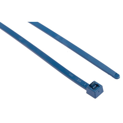 HellermannTyton Cable Tie, Releasable, 250mm x 4.6 mm, Blue Metal Detectable, Pk-100