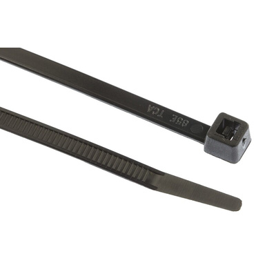 HellermannTyton Cable Tie, 245mm x 4.6 mm, Black Polyamide 6.6 (PA66), Pk-100