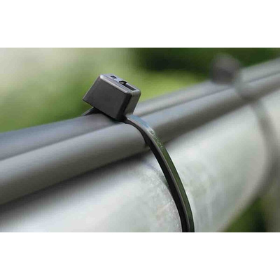HellermannTyton Cable Tie, 390mm x 4.6 mm, Black Polyamide 6.6 (PA66), Pk-100