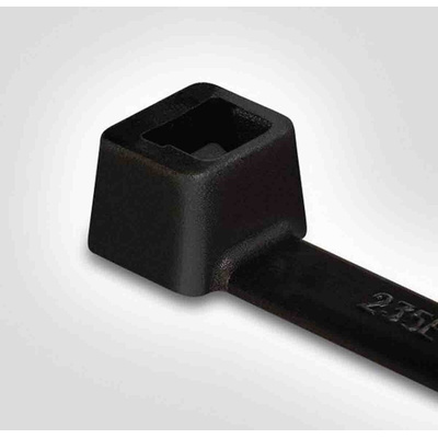 HellermannTyton Cable Tie, 380mm x 7.6 mm, Black Polyamide 6.6 (PA66), Pk-100