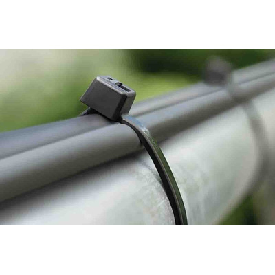 HellermannTyton Cable Tie, 380mm x 7.6 mm, Black Polyamide 6.6 (PA66), Pk-100