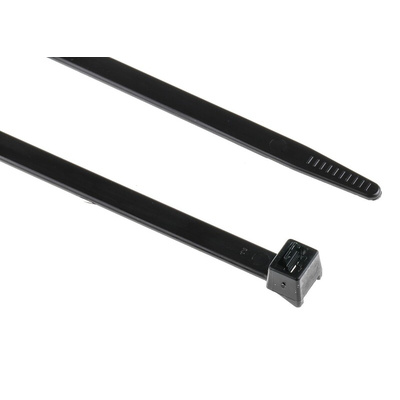 HellermannTyton Cable Tie, Releasable, 340mm x 7.6 mm, Black Polyamide 6.6 (PA66), Pk-100