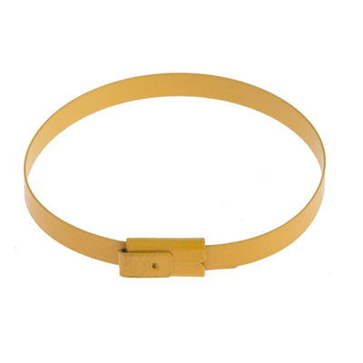 RS PRO Cable Tie, Roller Ball, 150mm x 4.6 mm, Yellow Polyester Coated Stainless Steel, Pk-100