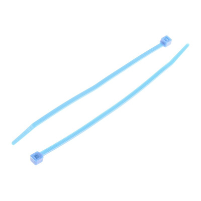 HellermannTyton Cable Tie, High Chemical Resistance, 100mm x 2.5 mm, Blue ETFE, Pk-100