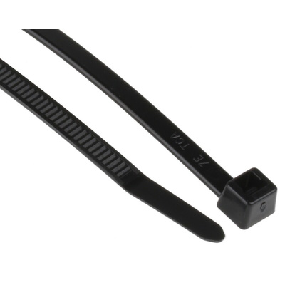 HellermannTyton Cable Tie, Inside Serrated, 150mm x 4.6 mm, Black Polyamide 6.6 (PA66), Pk-100