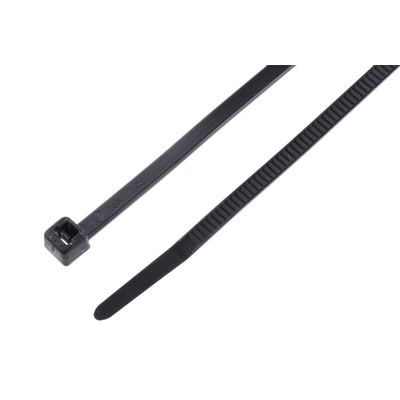 HellermannTyton Cable Tie, Inside Serrated, 150mm x 3.5 mm, Black Polyamide 6.6 (PA66), Pk-100