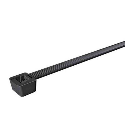 HellermannTyton Cable Tie, Inside Serrated, 600mm x 7.6 mm, Black Polyamide 6.6 (PA66), Pk-50