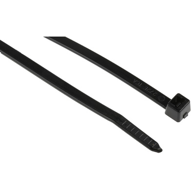HellermannTyton Cable Tie, Inside Serrated, 200mm x 4.6 mm, Black Polyamide 6.6 (PA66), Pk-100