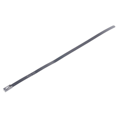 Thomas & Betts Cable Ties, Roller Ball, 200mm x 4.6 mm, Metallic 316 Stainless Steel, Pk-100