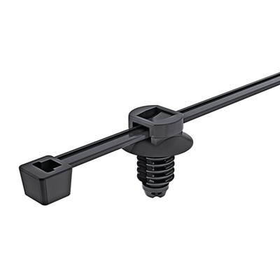 HellermannTyton Cable Tie, Inside Serrated, 202mm x 4.6 mm, Black Polyamide 6.6 (PA66), Pk-500