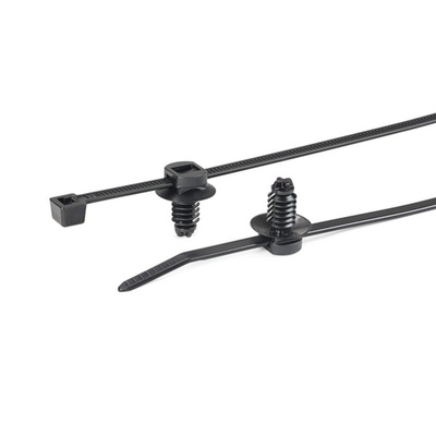 HellermannTyton Cable Tie, Inside Serrated, 202mm x 4.6 mm, Black Polyamide 6.6 (PA66), Pk-500