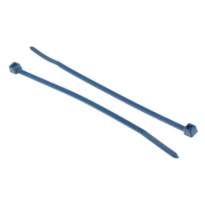 HellermannTyton Cable Tie, Standard, 100mm x 2.5 mm, Blue Polyamide 6.6 (PA66), Pk-100