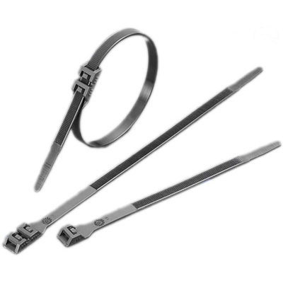 RS PRO Cable Tie, Double Locking, 610mm x 9 mm, Black Nylon, Pk-100