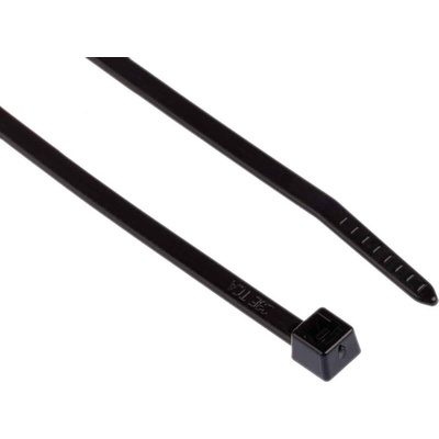 HellermannTyton Cable Tie, 175mm x 4 mm, Black Polyamide 6.6 (PA66), Pk-100