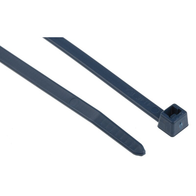 HellermannTyton Cable Tie, 200mm x 4.6 mm, Blue Metal Detectable, Pk-100
