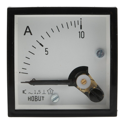 HOBUT D48SD Analogue Panel Ammeter 0/10A Direct Connected AC, 48mm x 48mm Moving Iron