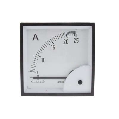 HOBUT D96SD Analogue Panel Ammeter 0/25A Direct Connected AC, 92mm x 92mm Moving Iron