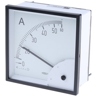 HOBUT D96SD Analogue Panel Ammeter 0/60A Direct Connected AC, 92mm x 92mm Moving Iron