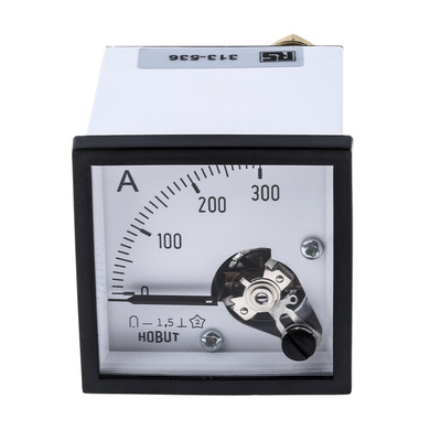 HOBUT D48MC Analogue Panel Ammeter 0/300A For Shunt 75mV DC, 48mm x 48mm Moving Coil