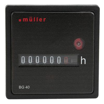 Muller BG 40 Hour Meter Counter, 7 Digit, 12 → 48 V dc