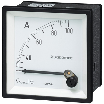 Socomec 192A Analogue Panel Ammeter 15A AC, 48mm x 48mm