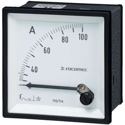 Socomec 192A Analogue Panel Ammeter 60A AC, 72mm x 72mm