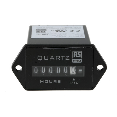 RS PRO Hour Meter Counter, 6 Digit, 50Hz, 10 → 80 V dc
