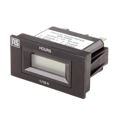 RS PRO Hour Meter Counter, 6 Digit, 10 → 80 V dc