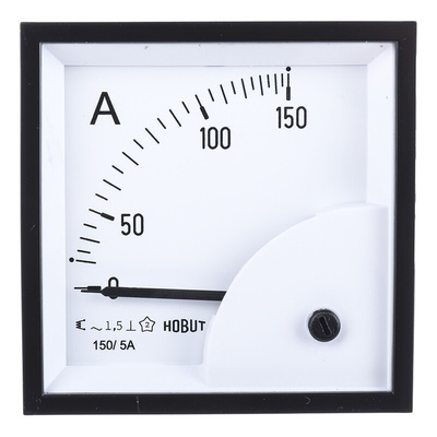 HOBUT D72SD Analogue Panel Ammeter 0/150A For 150/5A CT AC, 72mm x 72mm Moving Iron