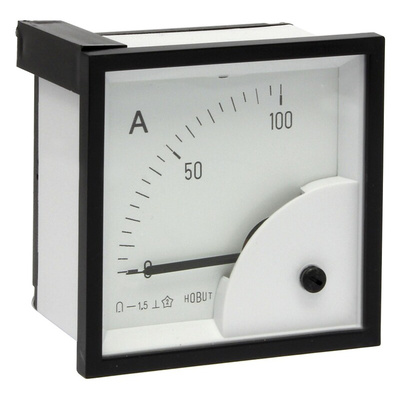 HOBUT D72MC Analogue Panel Ammeter 0/100A For Shunt 75mV DC, 72mm x 72mm Moving Coil