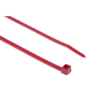HellermannTyton Cable Tie, 390mm x 4.6 mm, Red Polyamide 6.6 (PA66), Pk-100