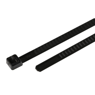 HellermannTyton Cable Tie, Releasable, 195mm x 4.7 mm, Black PA 6.6 Heatstabilised, Pk-25